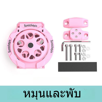 ที่วางแก้วน้ำแบบพับได้หมุนได้สำหรับมอเตอร์ไซค์ พร้อมขายึดสำหรับติดตั้งบนแฮนด์