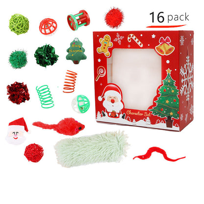 คริสต์มา ของเล่นแมว 13/16/23 PCS สลูกบอลแมว ของเล่นอุปกรณ์เสริม ของเล่นสัตว์เลี้ยงโต้ตอบ ให้แมวผ่อนคลาย