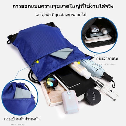 กระเป๋าเป้กีฬากลางแจ้ง แบบเชือกรูด ผ้าออกซ์ฟอร์ดกันน้ำ ใส่ฟุตบอล บาสเก็ตบอล
