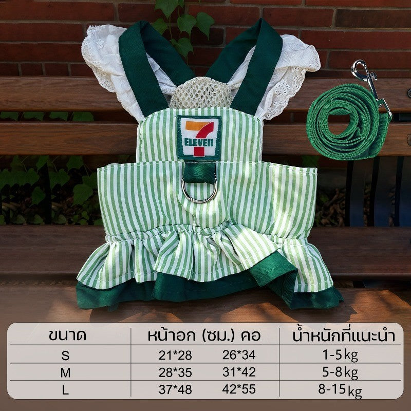 Pet dress, dog leash, dog clothes, dog skirt, breathable, hook and loop fasteners, photography, cute