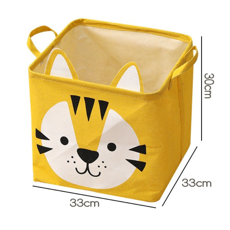ตะกร้าเก็บของลายการ์ตูน ตะกร้าใส่ผ้าพับได้ กันน้ำ มีหูหิ้ว