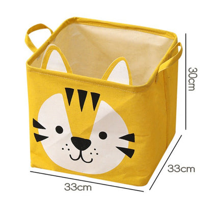 ตะกร้าเก็บของลายการ์ตูน ตะกร้าใส่ผ้าพับได้ กันน้ำ มีหูหิ้ว