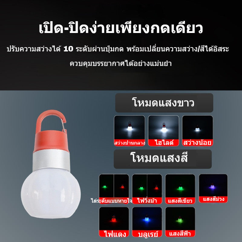 ไฟแคมป์ปิ้ง LED อเนกประสงค์ กันน้ำ ชาร์จไฟผ่าน USB