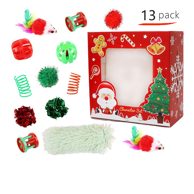 คริสต์มา ของเล่นแมว 13/16/23 PCS สลูกบอลแมว ของเล่นอุปกรณ์เสริม ของเล่นสัตว์เลี้ยงโต้ตอบ ให้แมวผ่อนคลาย