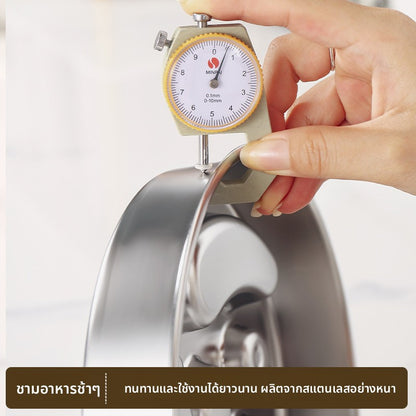 ชามสแตนเลสสำหรับสัตว์เลี้ยง ชามอาหารช้า ชามสุนัข ทั้งสองด้านสามารถใช้งานได้ ทนทาน 2in1