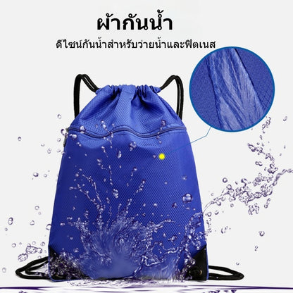 กระเป๋าเป้กีฬากลางแจ้ง แบบเชือกรูด ผ้าออกซ์ฟอร์ดกันน้ำ ใส่ฟุตบอล บาสเก็ตบอล