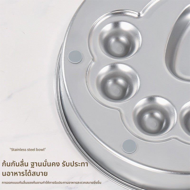 ชามสแตนเลสสำหรับสัตว์เลี้ยง ชามอาหารช้า ชามสุนัข ทั้งสองด้านสามารถใช้งานได้ ทนทาน 2in1