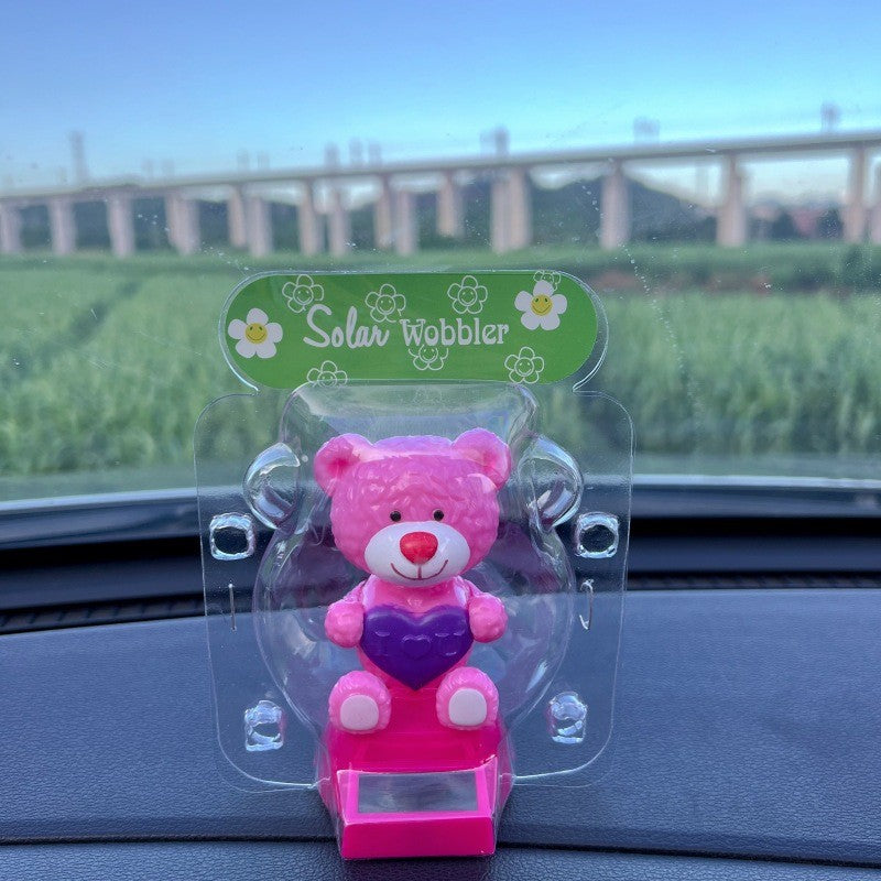 ตุ๊กตาหน้ารถ พลังงานแสงอาทิตย์ หมีน้อยน่ารัก ร่างกายจะแกว่ง ตกแต่งคอนโซล ตกแต่งรถยนต์