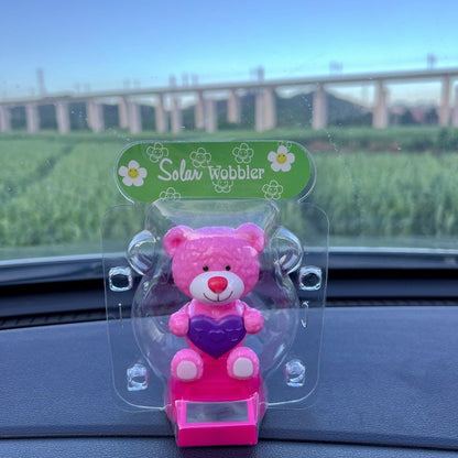 ตุ๊กตาหน้ารถ พลังงานแสงอาทิตย์ หมีน้อยน่ารัก ร่างกายจะแกว่ง ตกแต่งคอนโซล ตกแต่งรถยนต์