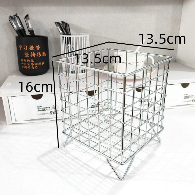 ชั้นวางของในห้องน้ำ ตะกร้าเก็บของ แบบพกพา อเนกประสงค์ ทรงสี่เหลี่ยม ตะกร้าเหล็ก ประหยัดพื้นที่