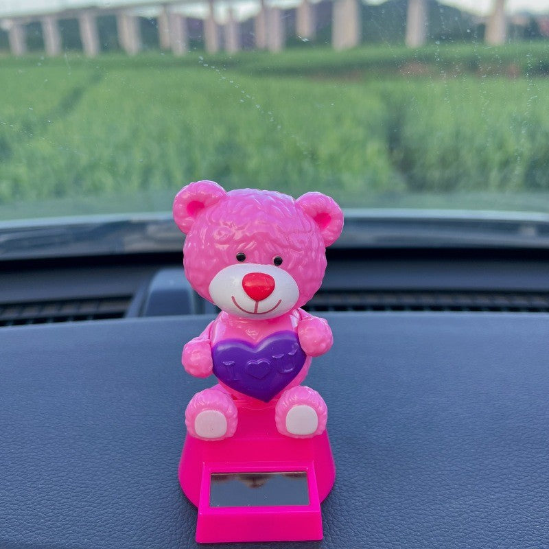 ตุ๊กตาหน้ารถ พลังงานแสงอาทิตย์ หมีน้อยน่ารัก ร่างกายจะแกว่ง ตกแต่งคอนโซล ตกแต่งรถยนต์