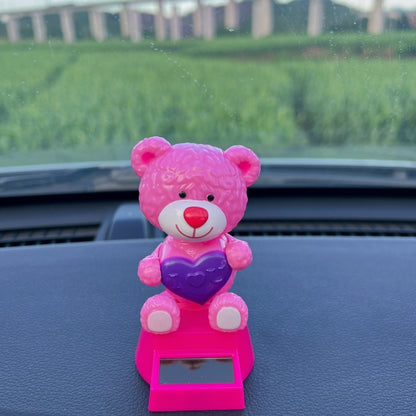 ตุ๊กตาหน้ารถ พลังงานแสงอาทิตย์ หมีน้อยน่ารัก ร่างกายจะแกว่ง ตกแต่งคอนโซล ตกแต่งรถยนต์