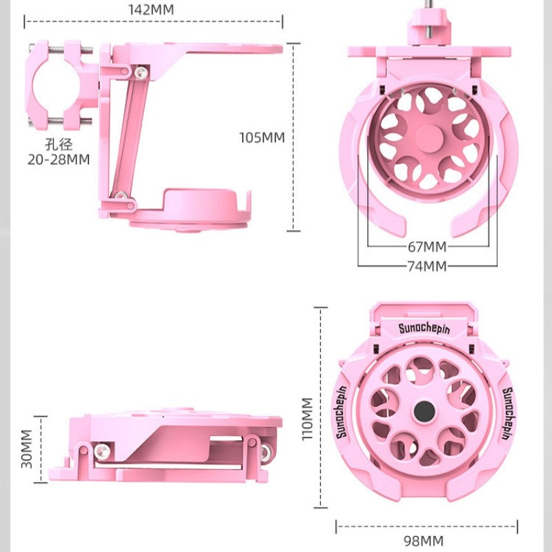 ที่วางแก้วน้ำแบบพับได้หมุนได้สำหรับมอเตอร์ไซค์ พร้อมขายึดสำหรับติดตั้งบนแฮนด์