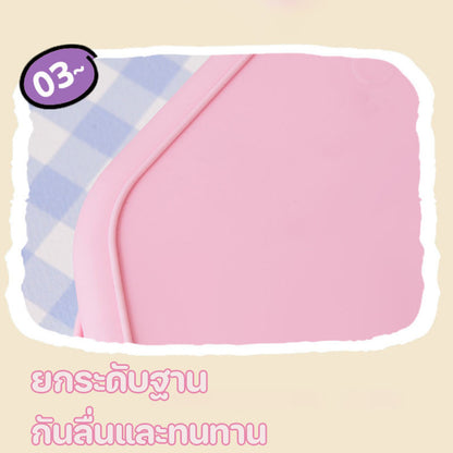 กล่องเบนโตะน่ารัก มีช่องแบ่ง ทำจากวัสดุเกรดอาหาร มาพร้อมช้อนและส้อม