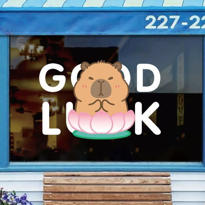สติ๊กเกอร์สูญญากาศ น่ารัก Capybara รูปแบบ ตกแต่งบ้าน ตกแต่งกระจก สติกเกอร์ประตูกระจก