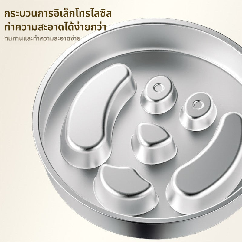 ชามสแตนเลสสำหรับสัตว์เลี้ยง ชามอาหารช้า ชามสุนัข ทั้งสองด้านสามารถใช้งานได้ ทนทาน 2in1