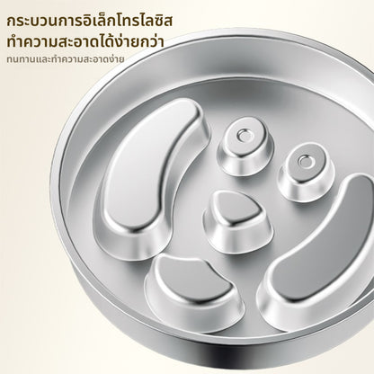 ชามสแตนเลสสำหรับสัตว์เลี้ยง ชามอาหารช้า ชามสุนัข ทั้งสองด้านสามารถใช้งานได้ ทนทาน 2in1