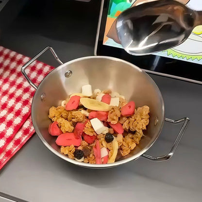 ชามสแตนเลส สไตล์เกาหลี 2หู ดีไซน์สวย ใช้ได้หลาย สำหรับผลไม้ สลัด โยเกิร์ต ของใช้ในครัว