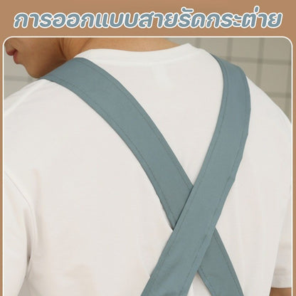ผ้ากันเปื้อน PVC กันน้ำ หลักฐานน้ำมัน ด้วยผ้าขนหนูที่ถอดออกได้ กระเป๋าใหญ่ ผ้ากันเปื้อนครัว