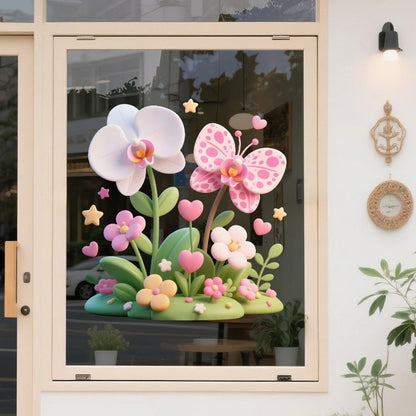 สติกเกอร์สุญญากาศ 3 มิติ ลวดลายดอกไม้สามมิติ สติกเกอร์ตกแต่งบ้านติดกระจก