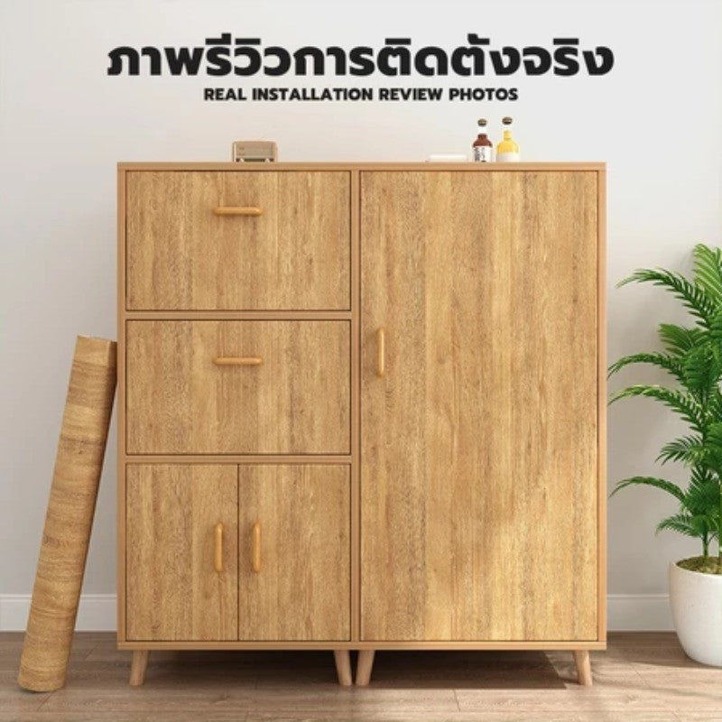 สติ๊กเกอร์ลายไม้ติดเฟอร์นิเจอร์ wallpaper ติดผนัง วอลเปเปอร์ กันน้ำ มีกาวในตัว ติดง่าย หนาทนทาน  สติกเกอร์ติดผนังบ้าน