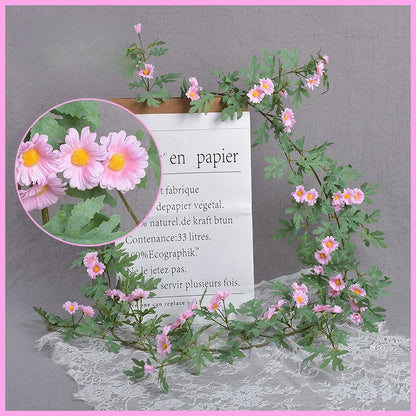 ต้นไม้ประดิษฐ์ติดผนัง สูง 180 ซม. ไม้เลื้อยประดิษฐ์ มี 66 ดอก ดอกเดซี่ สำหรับตกแต่งบ้าน