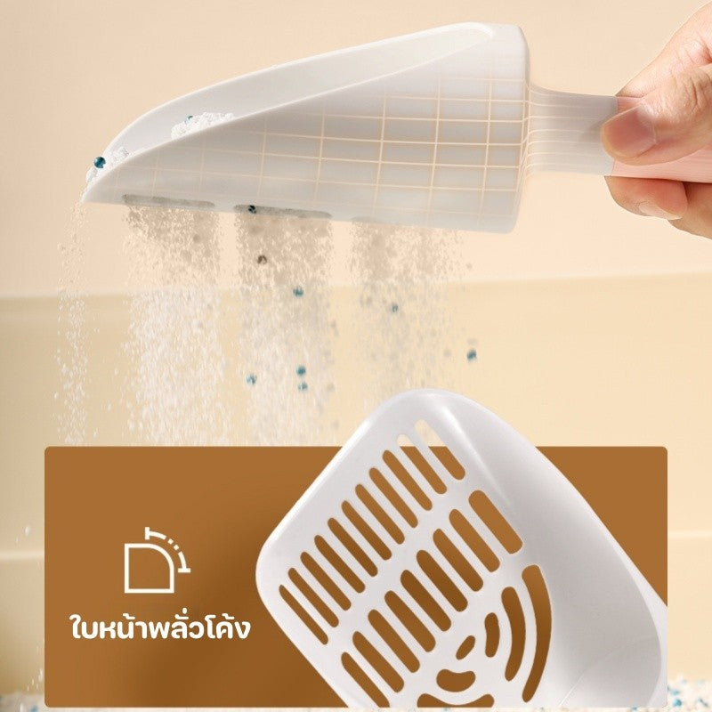 Cat litter scooper, cute shape, with a bin, can be attached or hung, space-saving, lightweight.