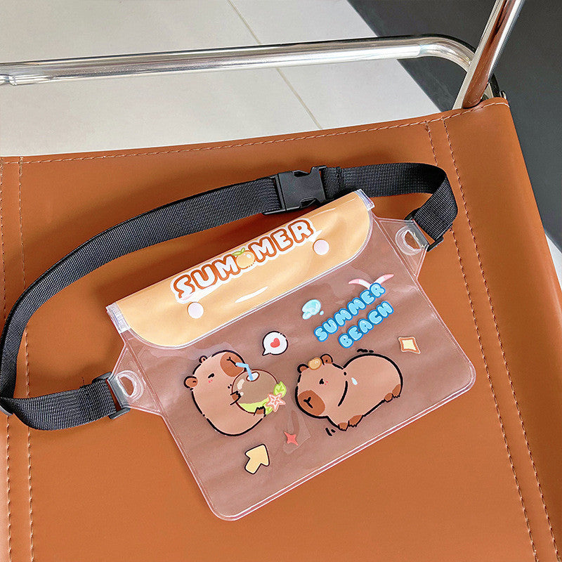 Waterproof bag, waterproof waist bag, cute cartoon design, good waterproofing, can be used with mobile phones, storage bag, Songkran