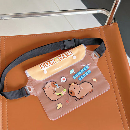 Waterproof bag, waterproof waist bag, cute cartoon design, good waterproofing, can be used with mobile phones, storage bag, Songkran