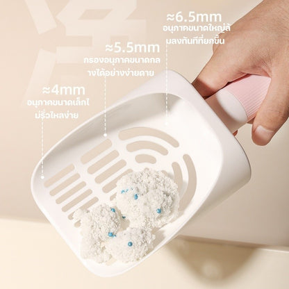 Cat litter scooper, cute shape, with a bin, can be attached or hung, space-saving, lightweight.