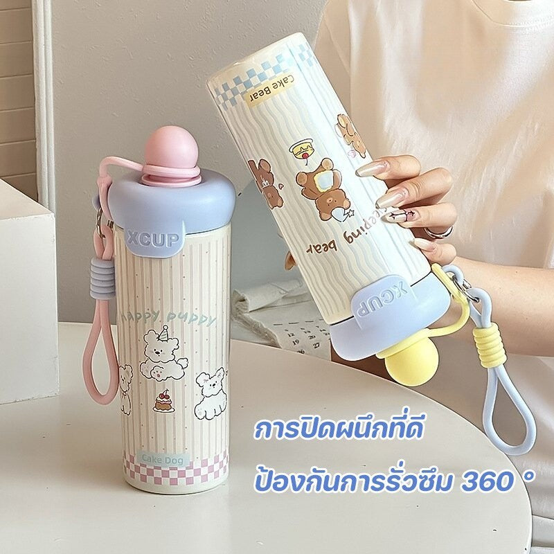 แก้วเก็บความเย็น 600ml ﻿ ถ้วยฉนวนสแตนเลส น่ารัก การจัดเก็บความร้อนและเย็น 316สแตนเลส พกพาสะดวก