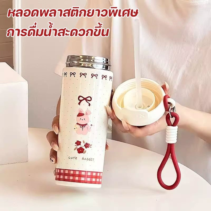 แก้วเก็บความเย็น 600ml ﻿ ถ้วยฉนวนสแตนเลส น่ารัก การจัดเก็บความร้อนและเย็น 316สแตนเลส พกพาสะดวก