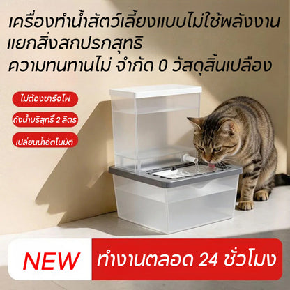 Automatic Pet Water Fountain (for cats and dogs), no electricity needed, 2L capacity, small water bowl, sensor system, fresh circulating water.