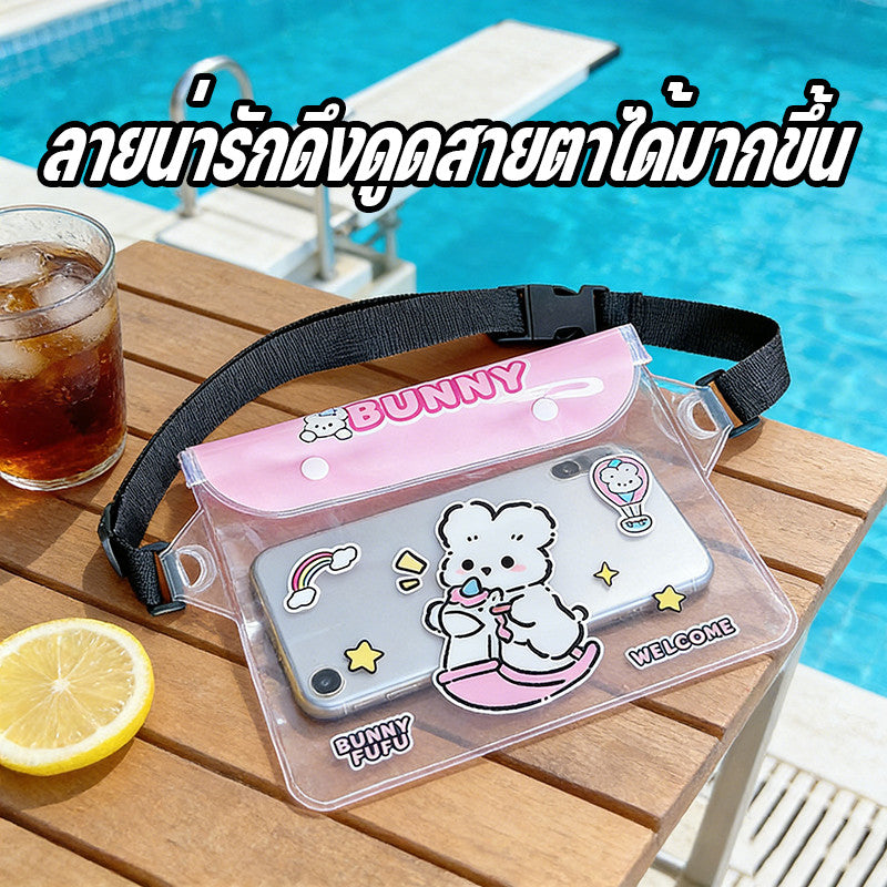 Waterproof bag, waterproof waist bag, cute cartoon design, good waterproofing, can be used with mobile phones, storage bag, Songkran