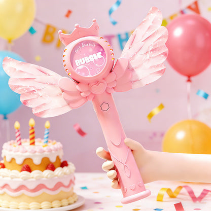 ปืนเป่าฟองสบู่ไฟฟ้าอัตโนมัติ ไม้เป่าฟองสบู่ มีปีก ของเล่นเด็ก