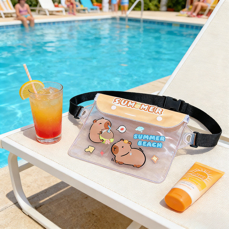 Waterproof bag, waterproof waist bag, cute cartoon design, good waterproofing, can be used with mobile phones, storage bag, Songkran