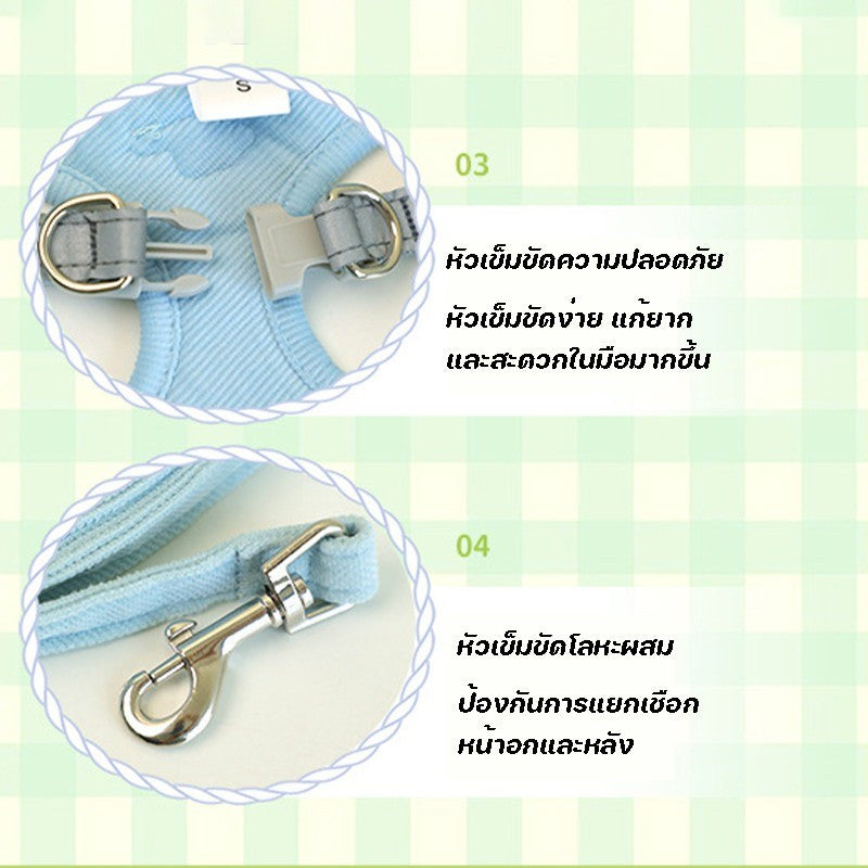รัดอกสัตว์เลี้ยง สายจูงสุนัข สายจูงแมว  สายจูงสุนัข พันธุ์กลาง-ใหญ่  หลายสี ทนทาน