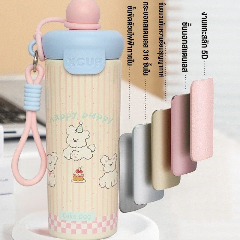 แก้วเก็บความเย็น 600ml ﻿ ถ้วยฉนวนสแตนเลส น่ารัก การจัดเก็บความร้อนและเย็น 316สแตนเลส พกพาสะดวก