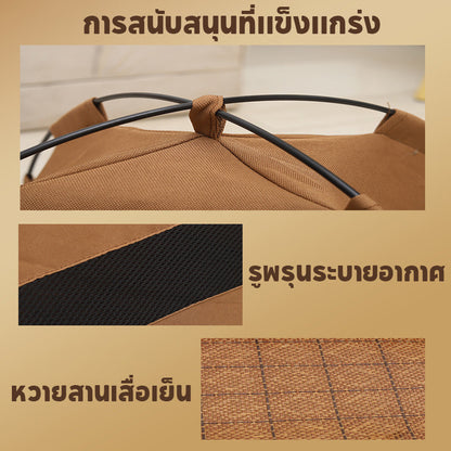 หลุมนอนแมว เบาะแมว บ้านแมวกระโจม ป้องกันความชื้นที่ด้านล่าง พับเก็บได้ สดชื่นและระบายอากาศ กระโจมแมว