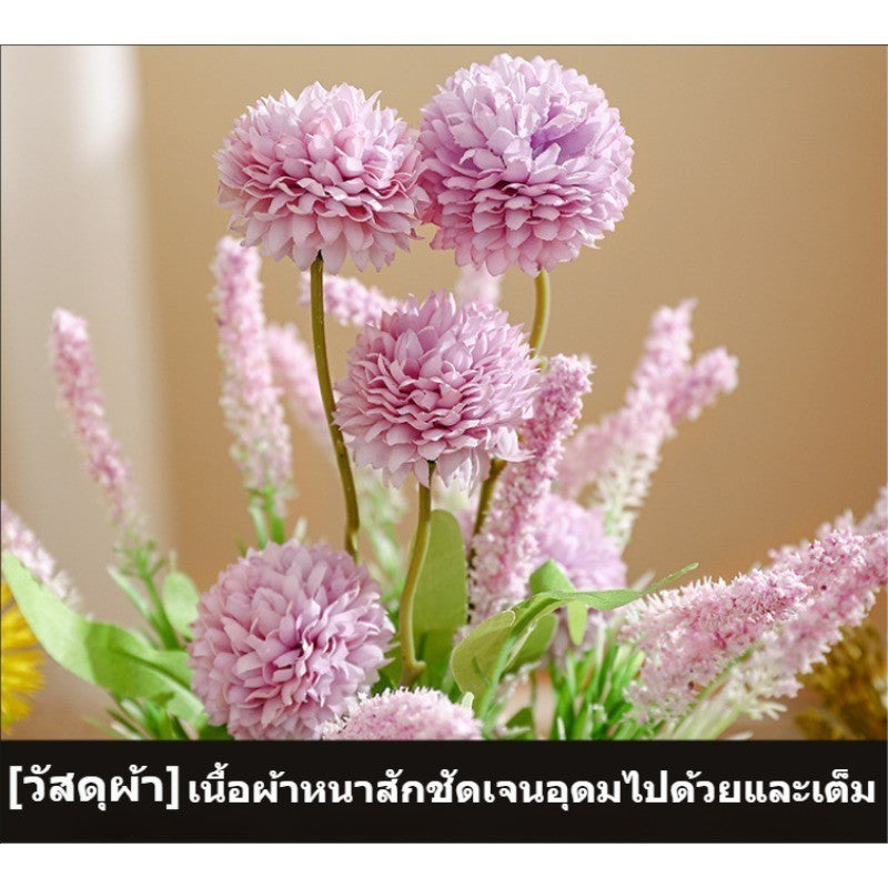 ดอกไม้ประดิษฐ์ในกระถาง ต้นไม้พลาสติกพร้อมกระถางสาน สำหรับจัดดอกไม้และปิกนิก