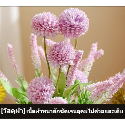 ดอกไม้ประดิษฐ์ในกระถาง ต้นไม้พลาสติกพร้อมกระถางสาน สำหรับจัดดอกไม้และปิกนิก
