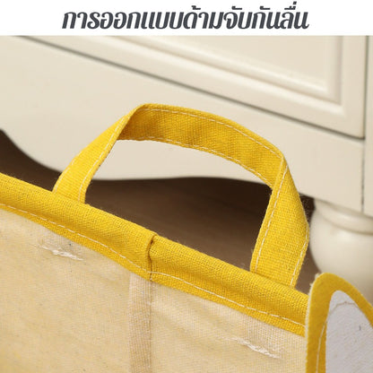 ตะกร้าเก็บของลายการ์ตูน ตะกร้าใส่ผ้าพับได้ กันน้ำ มีหูหิ้ว