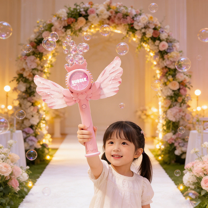 ปืนเป่าฟองสบู่ไฟฟ้าอัตโนมัติ ไม้เป่าฟองสบู่ มีปีก ของเล่นเด็ก