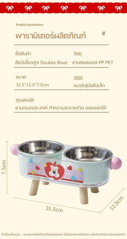 Pet Bowl, Stainless Steel, Double Layer, Cat Food Bowl, Cat Bowl, Removable, Elevated Double Pet Bowl