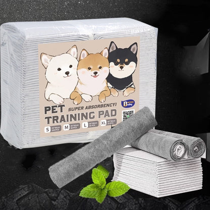 Bamboo charcoal dog pee pads. Absorbent. Helps with potty training. Odor absorbing and eliminating.