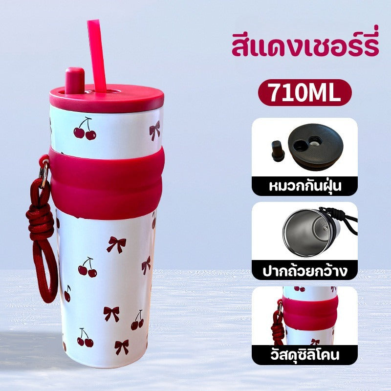 Mladen 710ML ถ้วยเก็บความร้อน 316 สแตนเลส ทั้งร้อนและเย็น รักษาอุณหภูมิ ถ้วยน้ำแข็ง