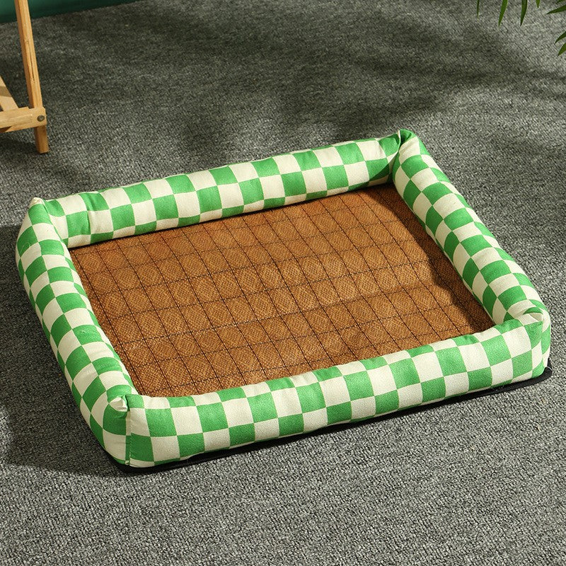 ที่นอนสัตว์เลี้ยง เสื่อหวายระบายอากาศ ที่นอนแมวเย็น S/M/L