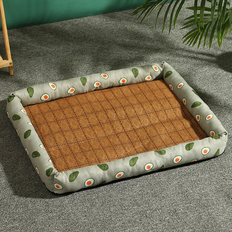 ที่นอนสัตว์เลี้ยง เสื่อหวายระบายอากาศ ที่นอนแมวเย็น S/M/L