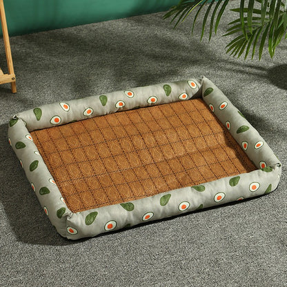 ที่นอนสัตว์เลี้ยง เสื่อหวายระบายอากาศ ที่นอนแมวเย็น S/M/L