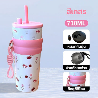 Mladen 710ML ถ้วยเก็บความร้อน 316 สแตนเลส ทั้งร้อนและเย็น รักษาอุณหภูมิ ถ้วยน้ำแข็ง